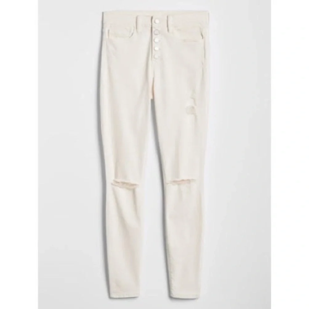 Gap High Rise Distressed Legging Jeans w/ Button Fly - Picture 3 of 10